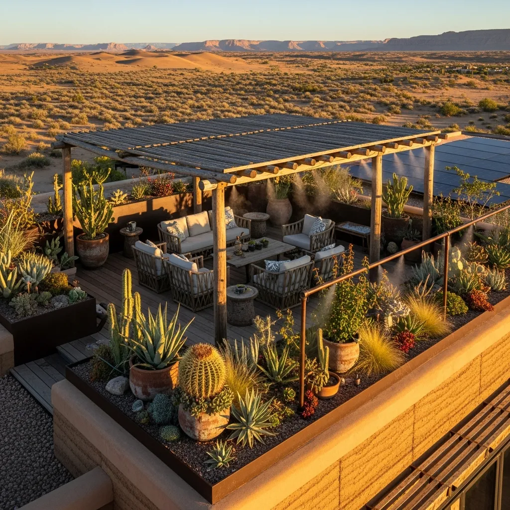 Top 27 Rooftop Deck Before and After Transformations: Inspiring Outdoor Oasis Ideas 21 20. Desert Oasis: Sustainable and Drought-Tolerant Design