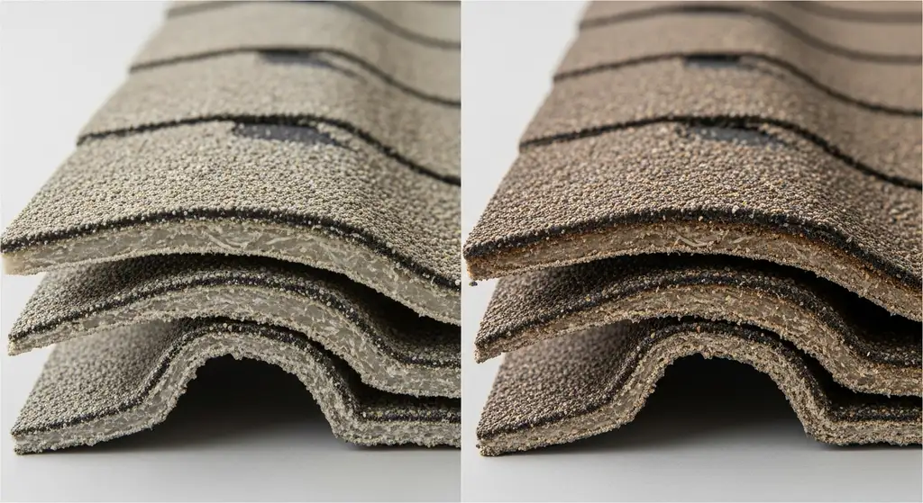 Comparison of laminate and fiberglass shingle construction