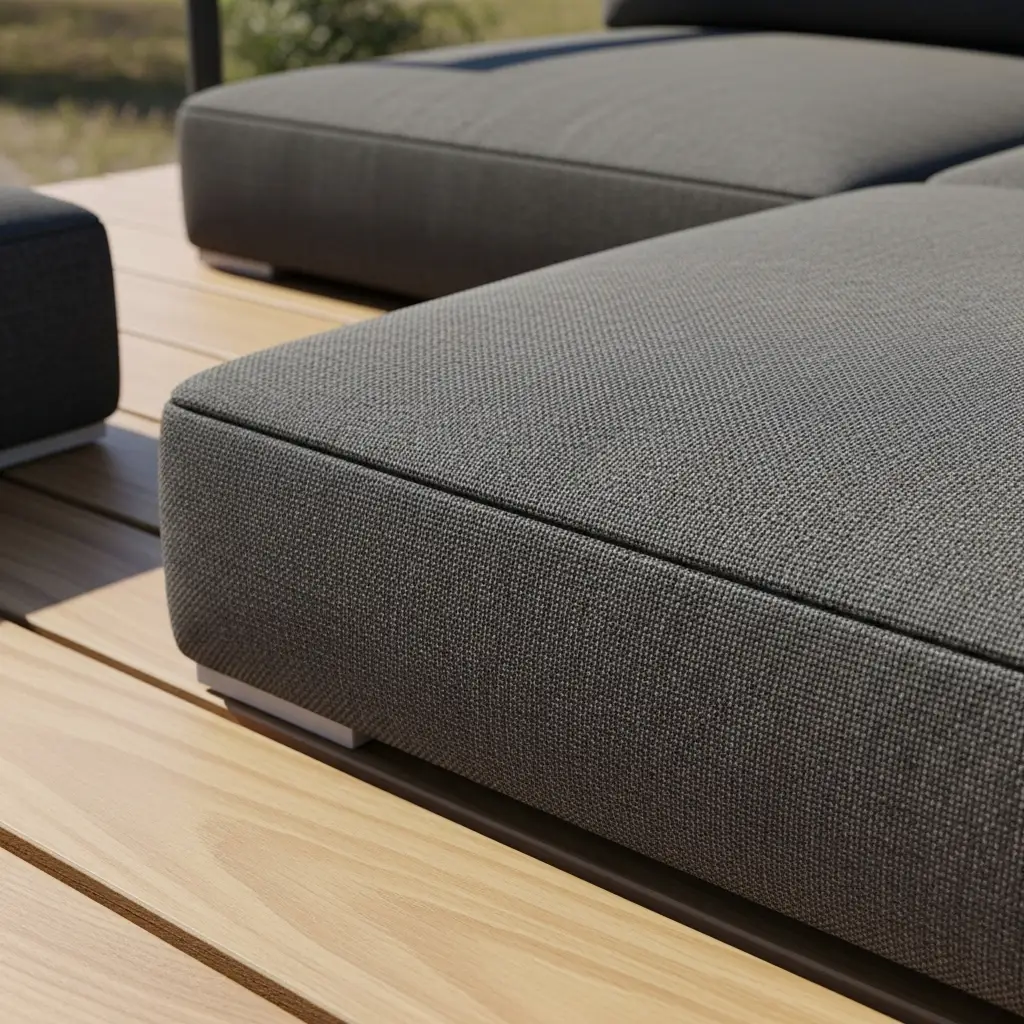 10. Light Brown Decking with Dark Gray Cushions