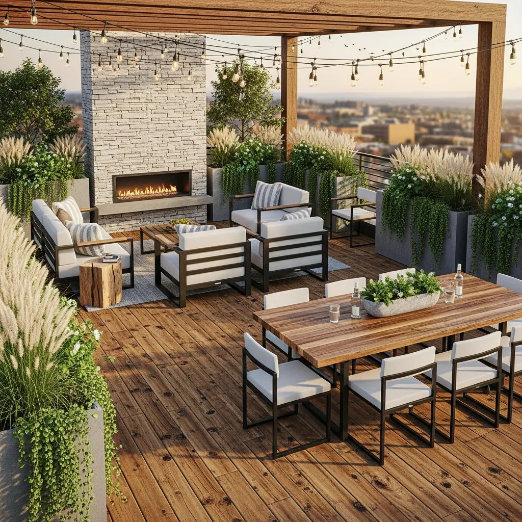 Top 27 Rooftop Deck Before and After Transformations: Inspiring Outdoor Oasis Ideas 18 17. Modern Rustic: Blending Contemporary and Natural Elements