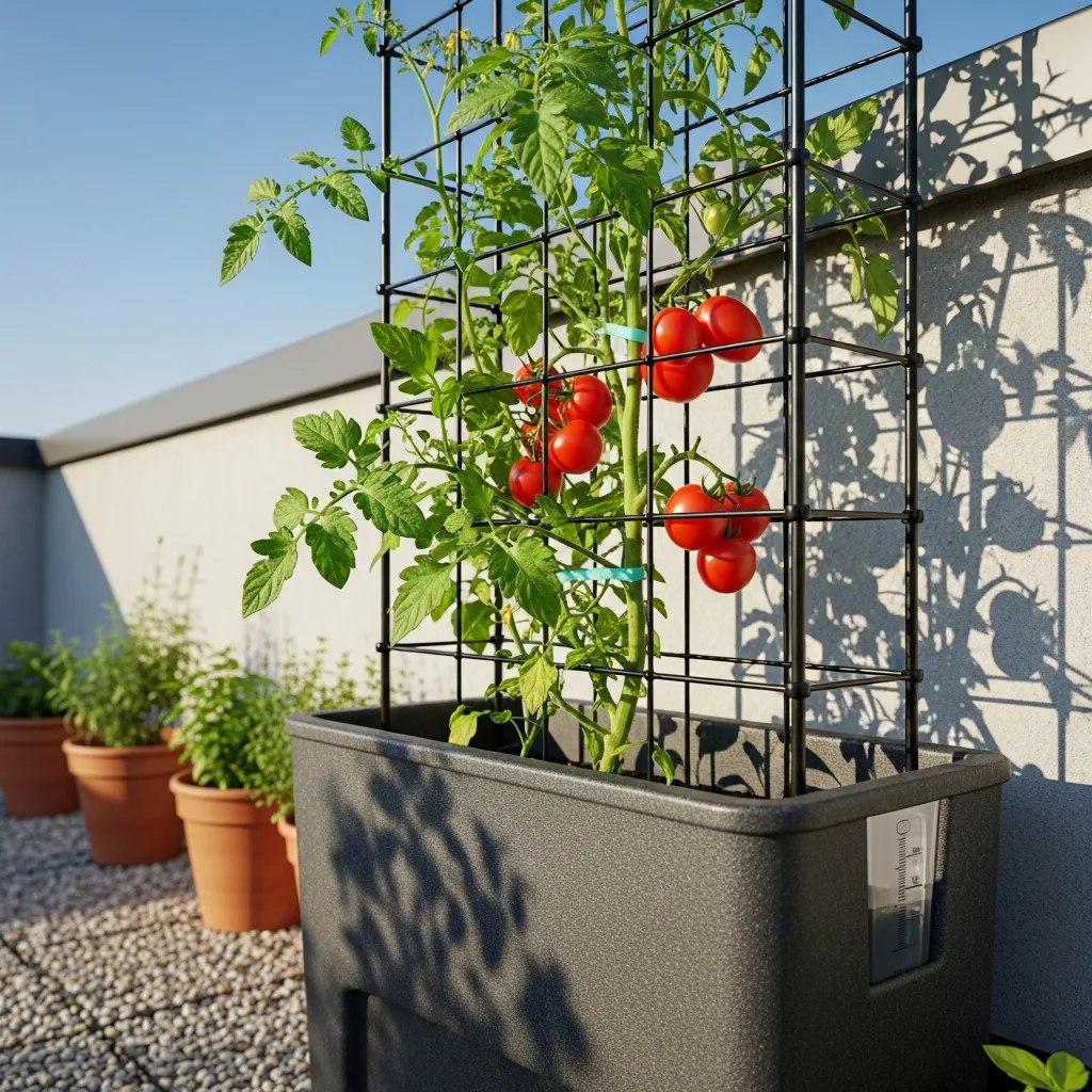 14. Self-Watering Planters with Built-in Trellises