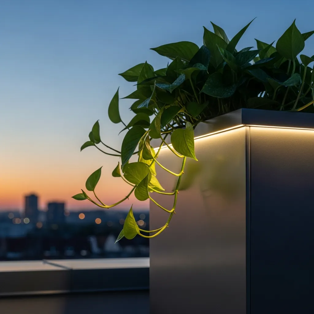 18. Self-Watering Planters with Integrated Lighting
