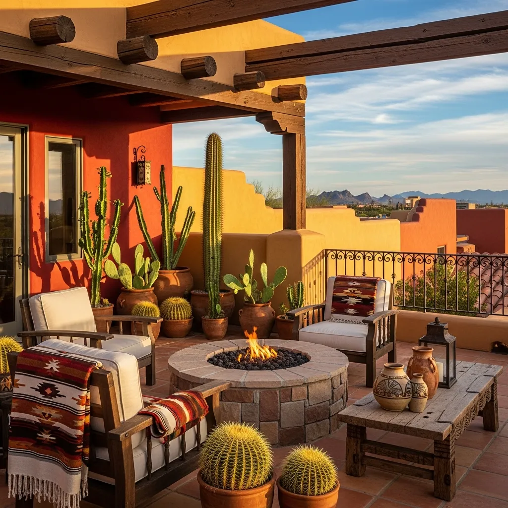 Top 27 Rooftop Deck Before and After Transformations: Inspiring Outdoor Oasis Ideas 15 14. Southwestern Serenity: A Desert-Inspired Retreat