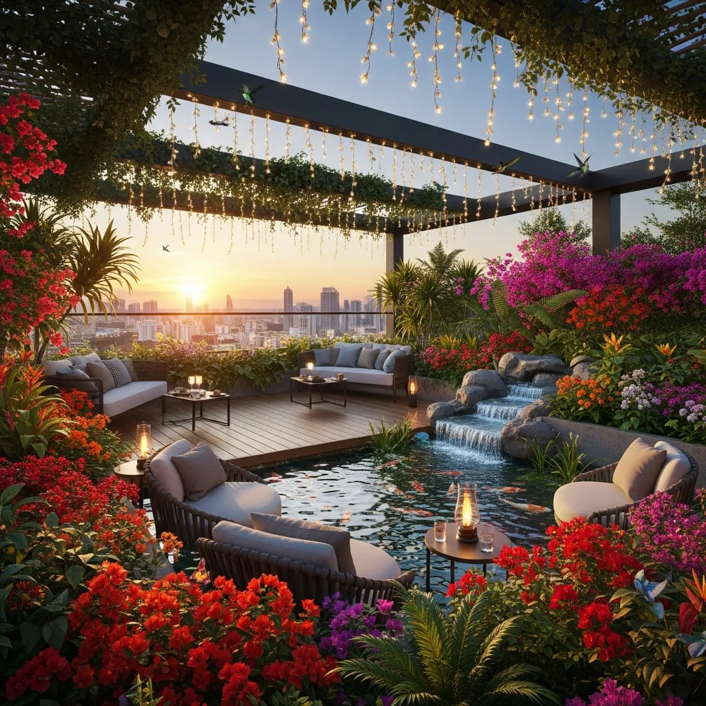Top 27 Rooftop Deck Before and After Transformations: Inspiring Outdoor Oasis Ideas 11 10. Tropical Paradise: A Lush and Exotic Oasis