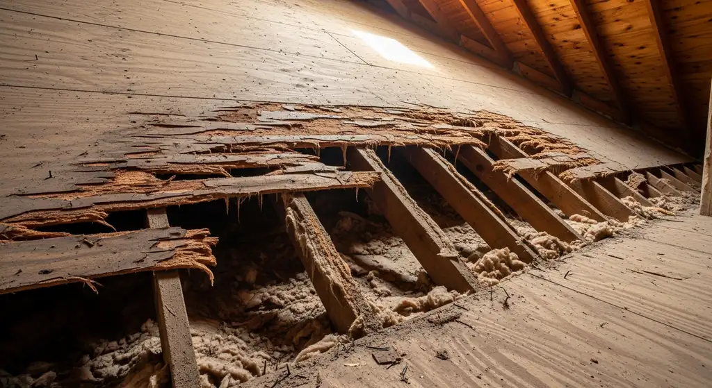 Extensive roof decking damage