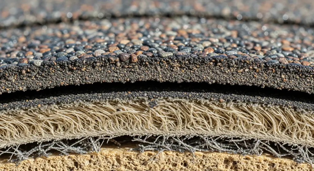 Close-up of architectural composition shingle layers