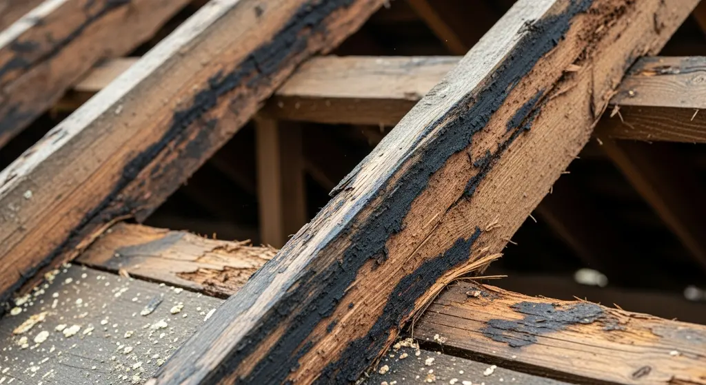 Severe structural damage to roof rafters