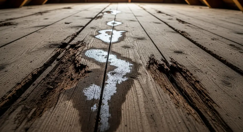 Severely damaged roof decking