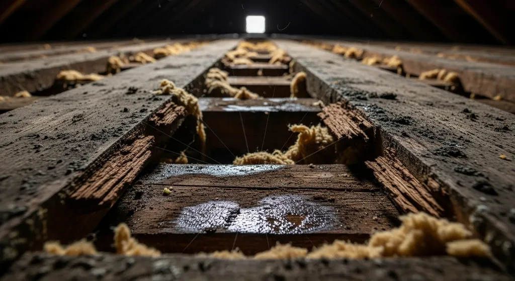 Minimum Pitch for Metal Roof — What You Need to Know 4 Rotted roof decking from water damage.