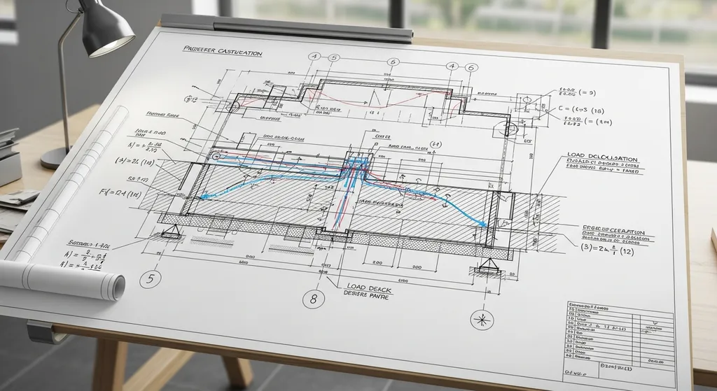 Structural engineering plans for a roof deck with pavers