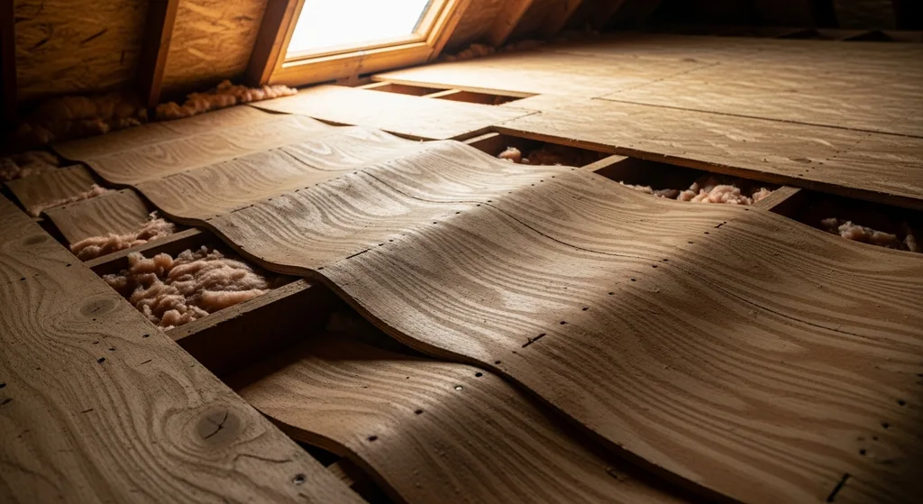 Buckling roof decking.