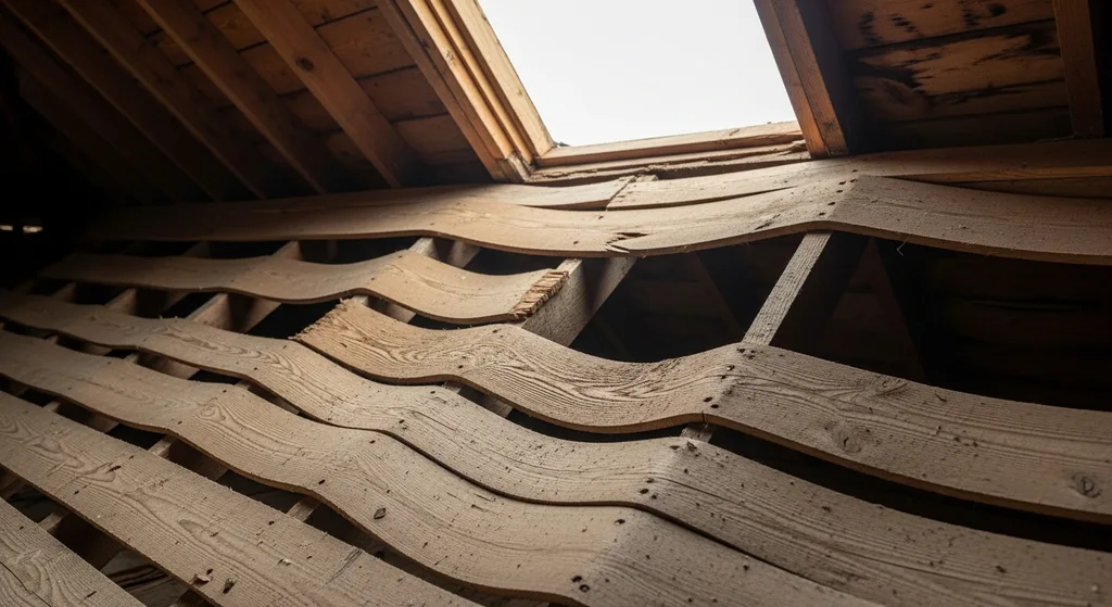 Buckling roof decking due to moisture