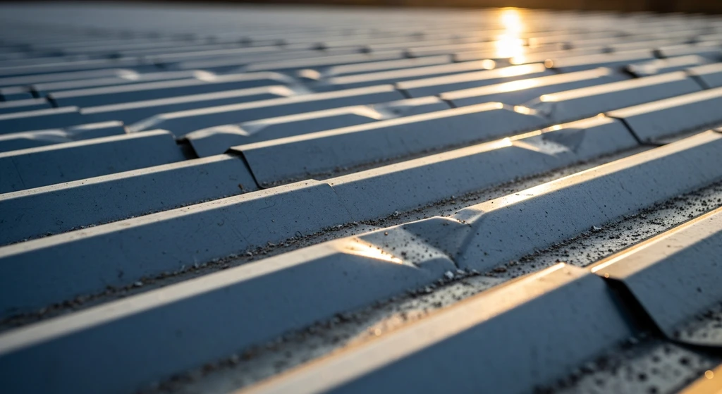 Buckled metal roof due to thermal expansion.