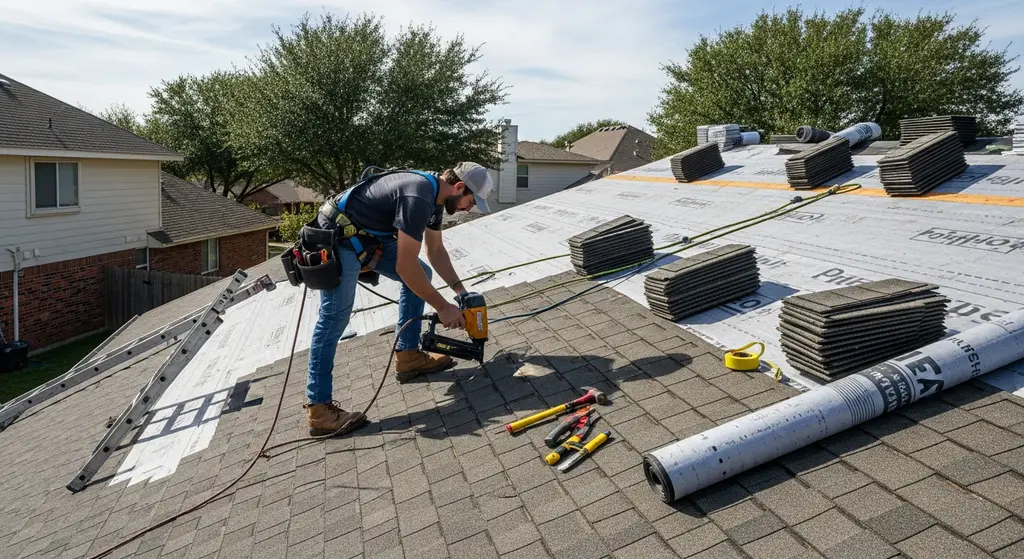 Roofing installation in Dallas suburb