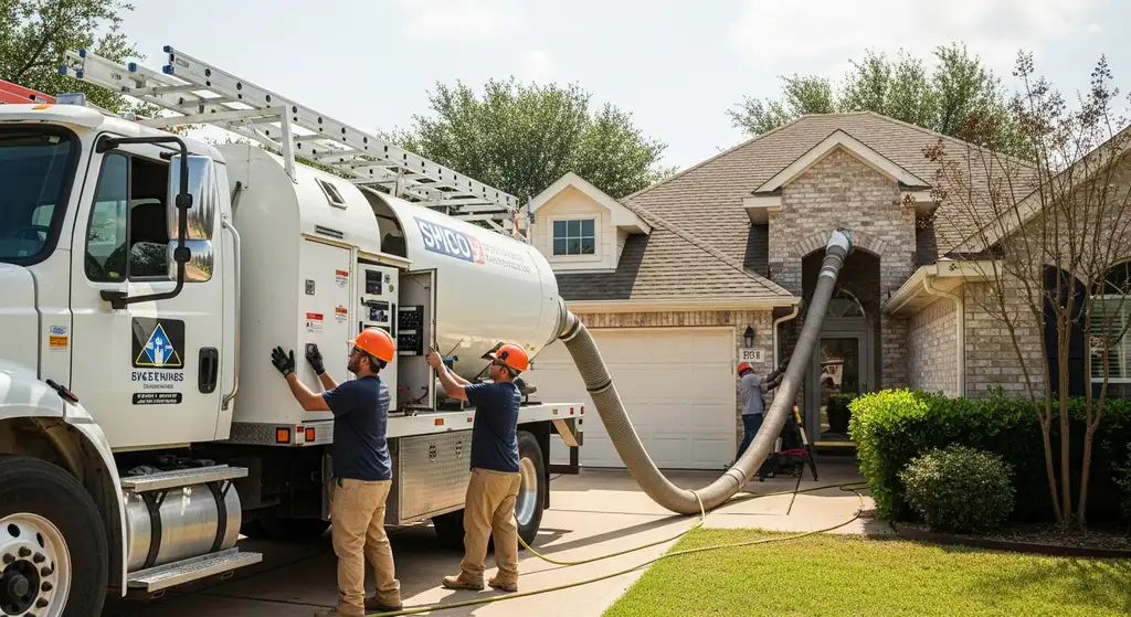 Professional insulation crew working on a Dallas residential home