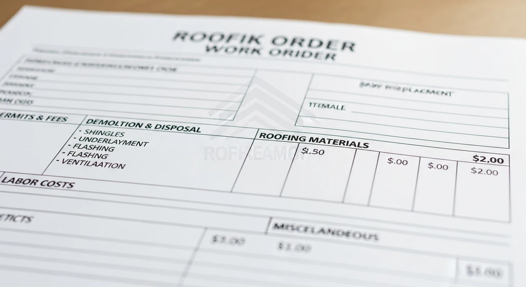 Roofing contractor invoice