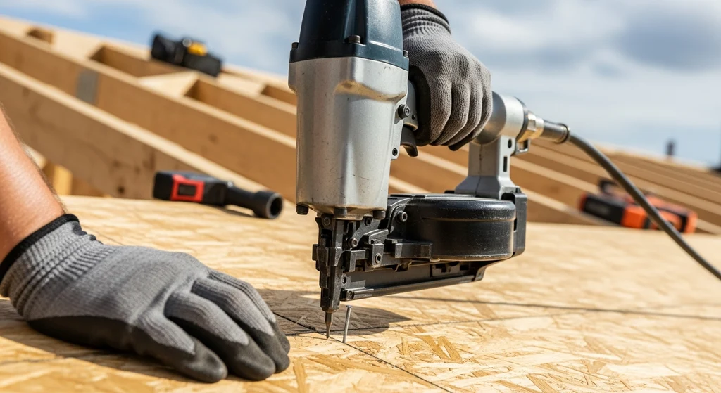 Using a pneumatic nailer on roof decking
