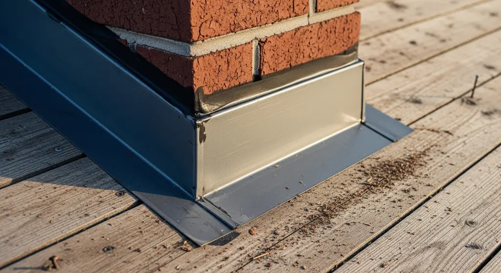Flashing around chimney.