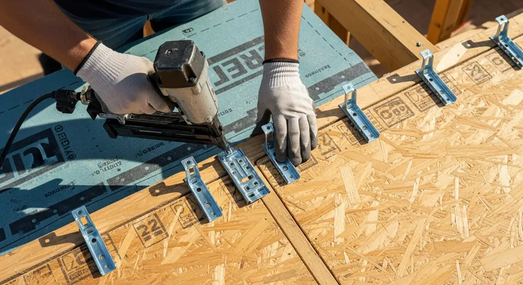 Installing hurricane clips on roof