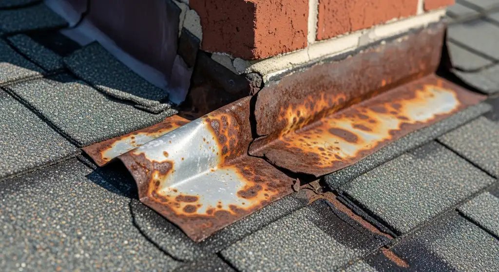 Roof Decking Damage: Signs, Causes & Prevention 6 Damaged roof flashing