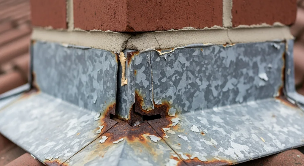 Roof Decking Water Damage: Signs, Causes, & Prevention 5 Damaged flashing around chimney