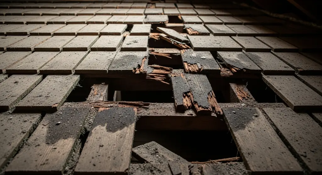 Cracked roof tiles