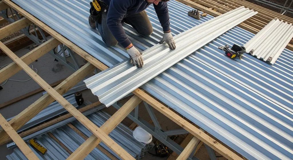 Steel roof decking installation