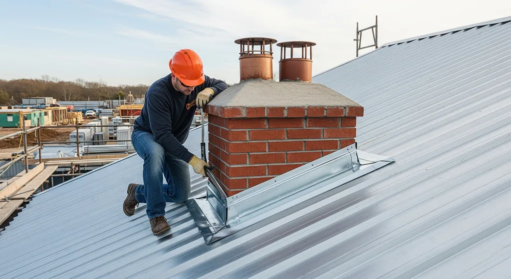 Flashing installation on steel roof