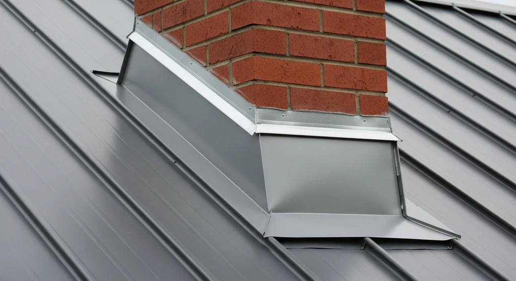 Flashing around chimney on metal roof