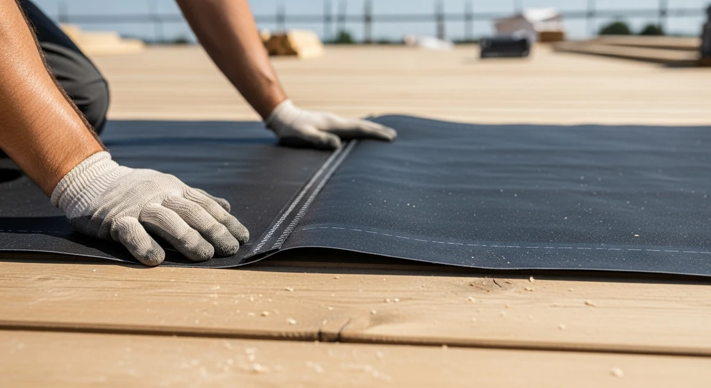 Installing waterproofing membrane on a roof deck