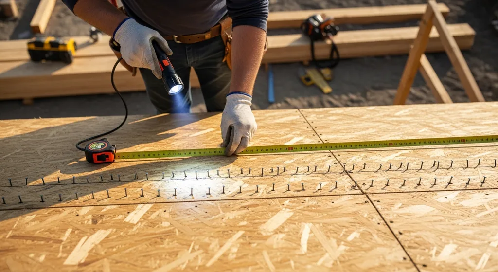 Inspecting roof decking nail pattern
