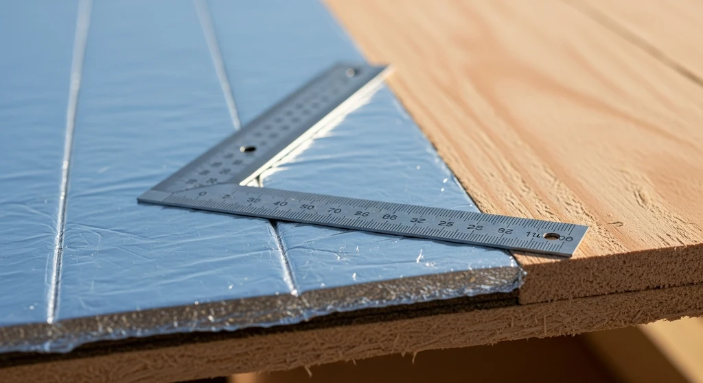 Cross-section of radiant barrier roof decking