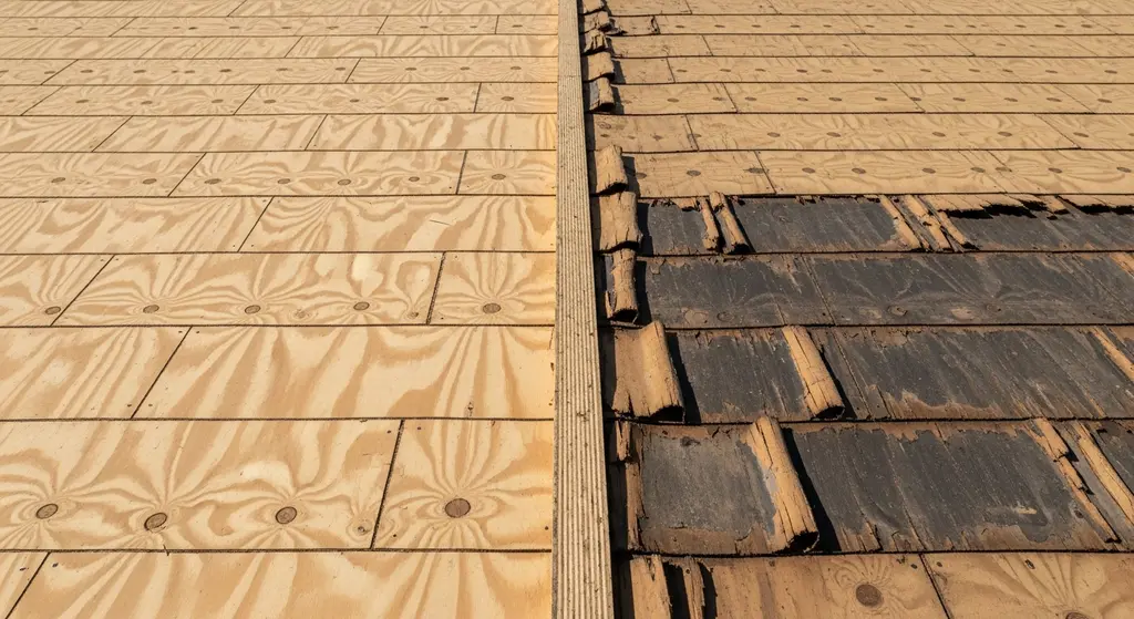 Repaired roof decking vs delaminated decking