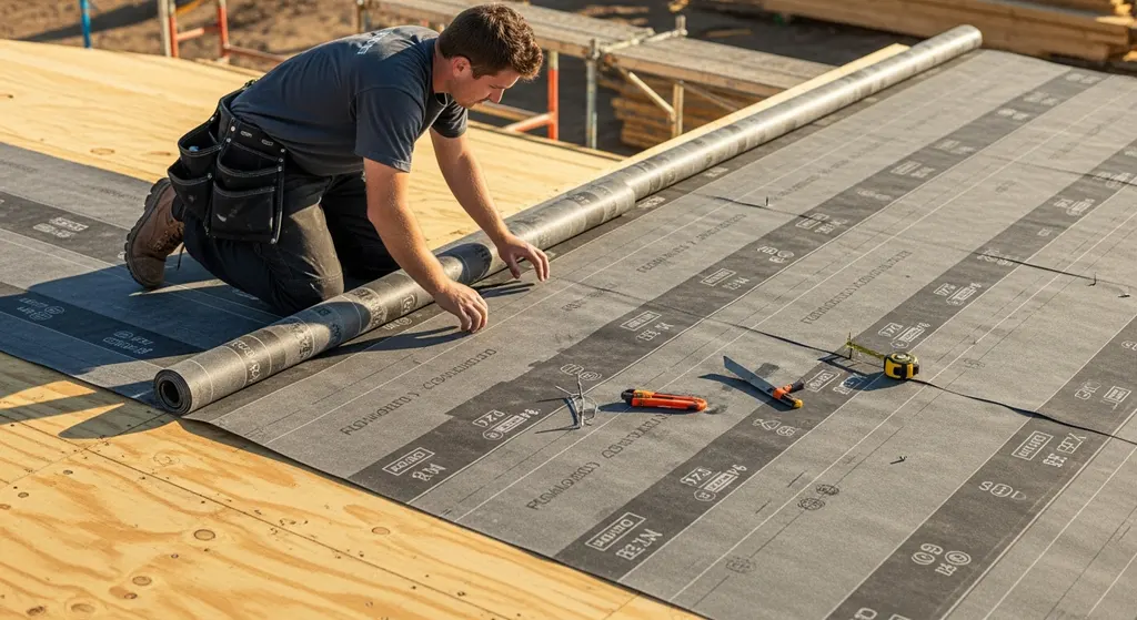 Installing synthetic underlayment on a roof deck