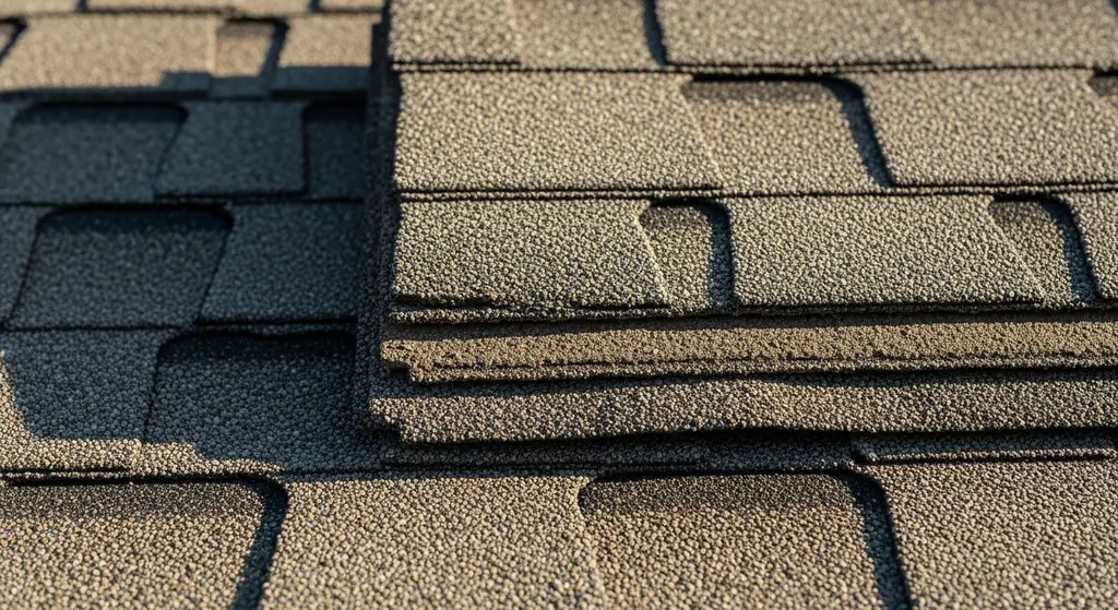 Close-up of architectural asphalt shingle texture