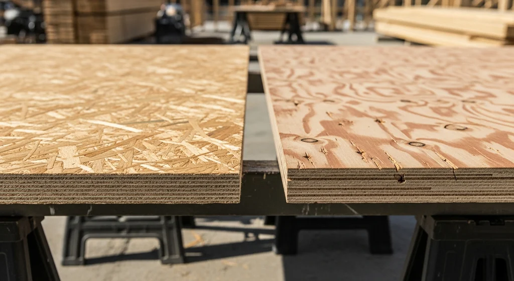 Roof Decking vs Sheathing — What's the Difference? 2 Comparison of OSB and CDX plywood roofing panels