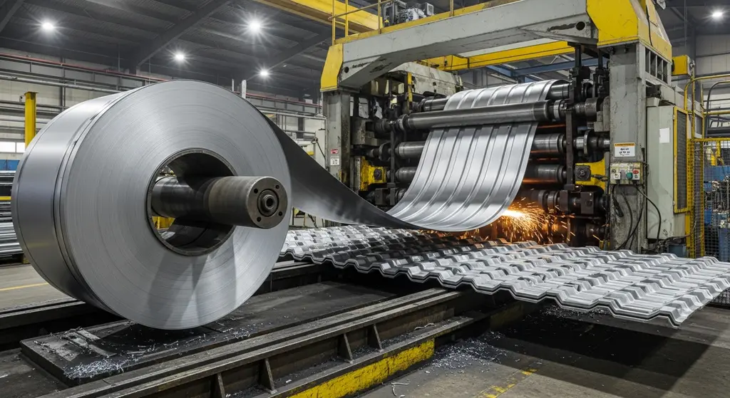 Steel roof decking manufacturing process