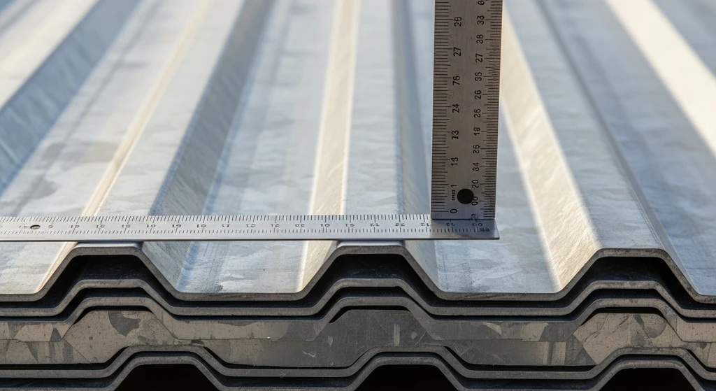 Steel roof decking cross-section detail