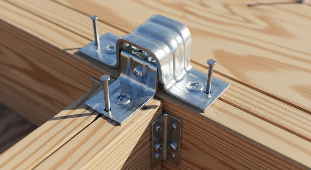 Hurricane clip installed on roof decking
