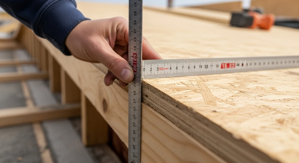 Measuring roof decking overhang for code compliance