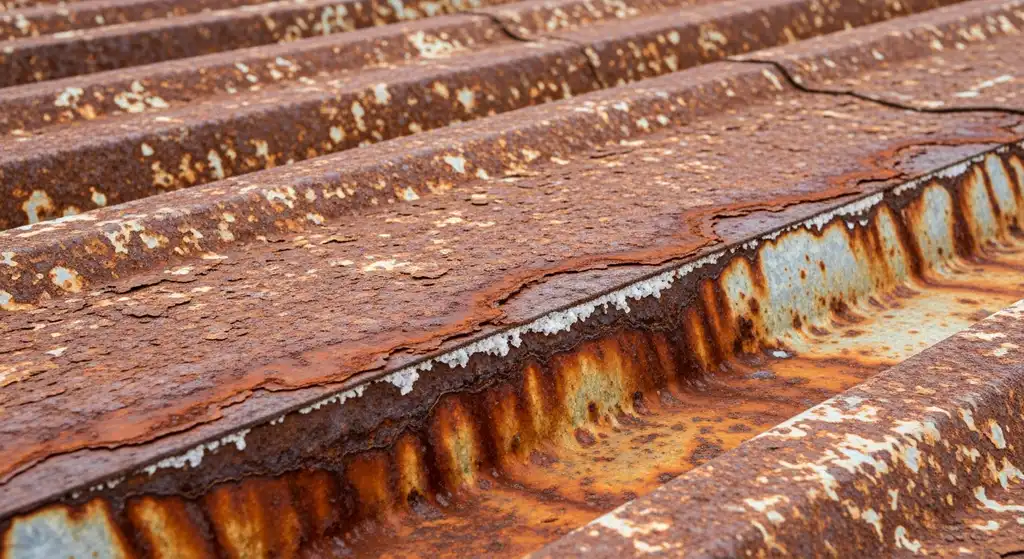 Corroded steel roof decking