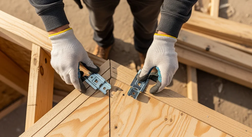 H-clips installed on roof decking