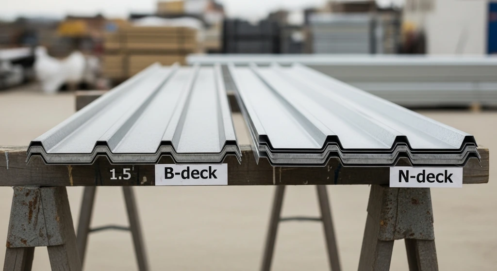Comparison of B-deck and N-deck metal roof decking profiles