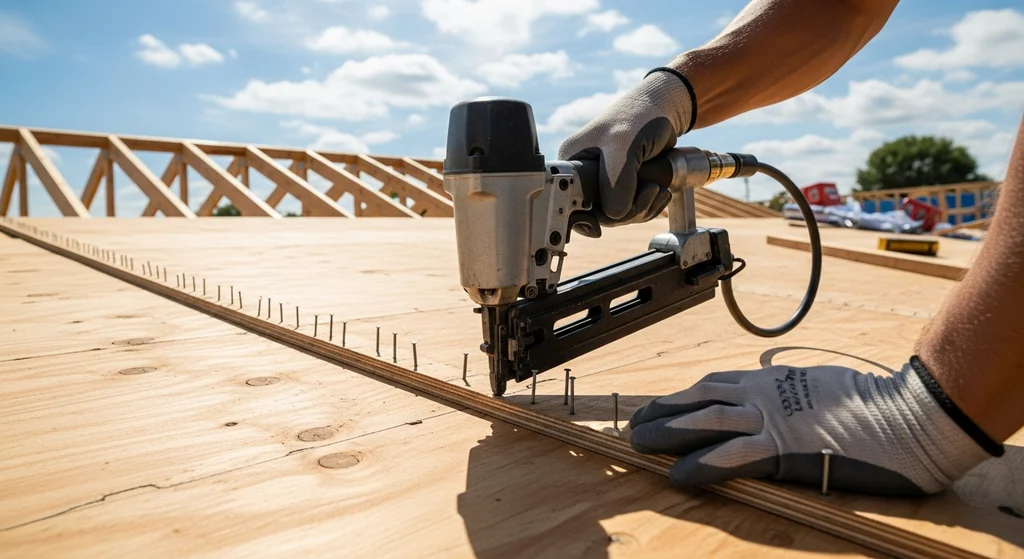 Proper pneumatic nailing technique for roof decking