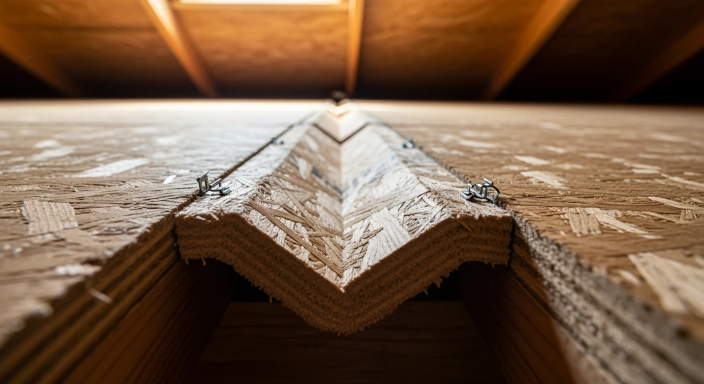 Buckled OSB roof decking due to missing H-clips