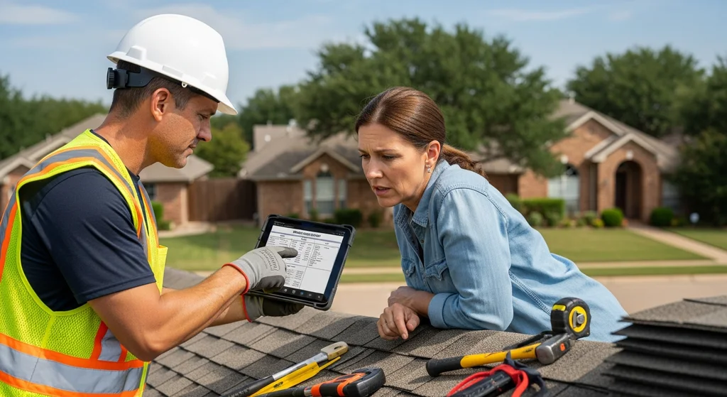 Impact Resistant Shingles — UL 2218 Class 4 Guide 5 Contractor discussing roofing costs with Dallas homeowner