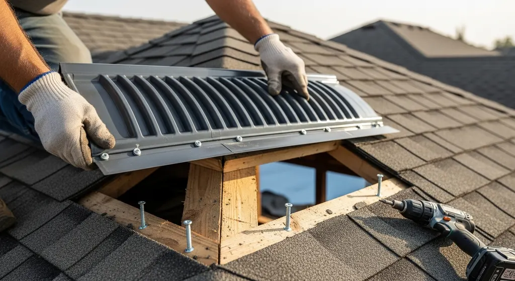 Installation of a ridge vent according to IRC code
