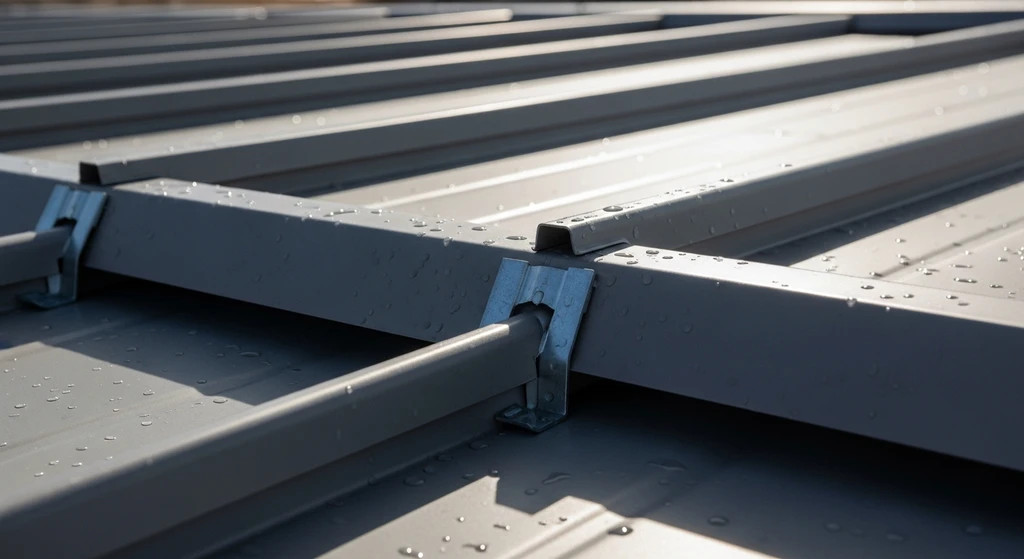 Standing seam metal roof clip system detail