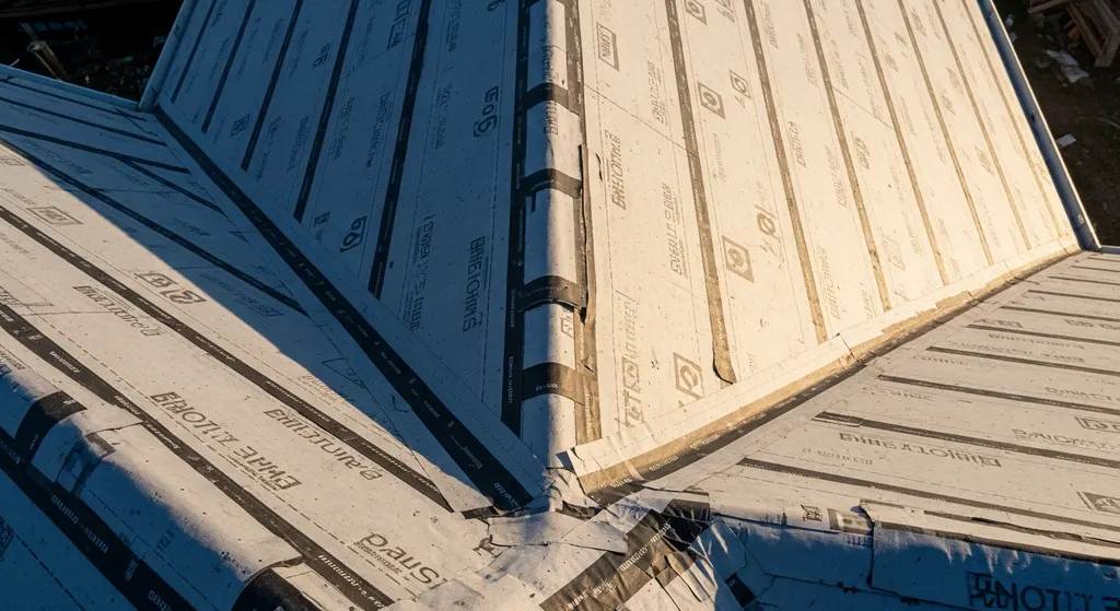 Roof deck with seam tape and underlayment installation