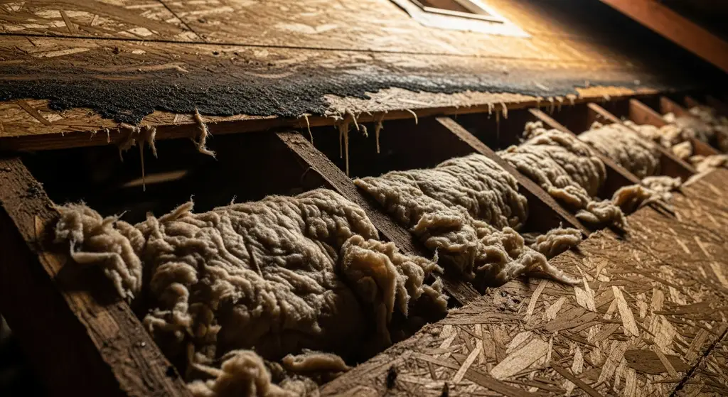 How to Remove Water Stains From Ceiling — Step by Step 3 Mold and moisture damage on roof decking in attic